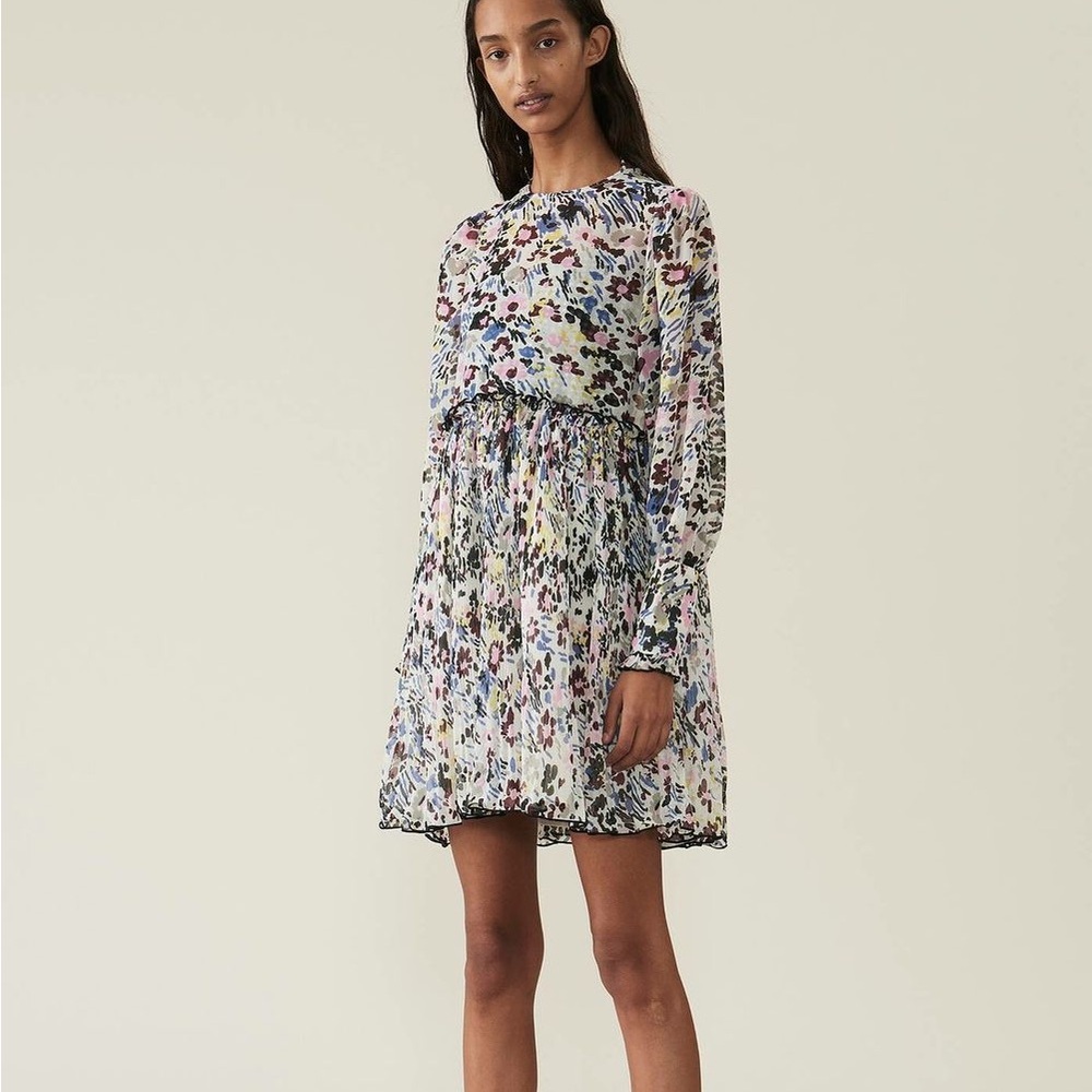 Ganni Long Sleeve Mini Dress